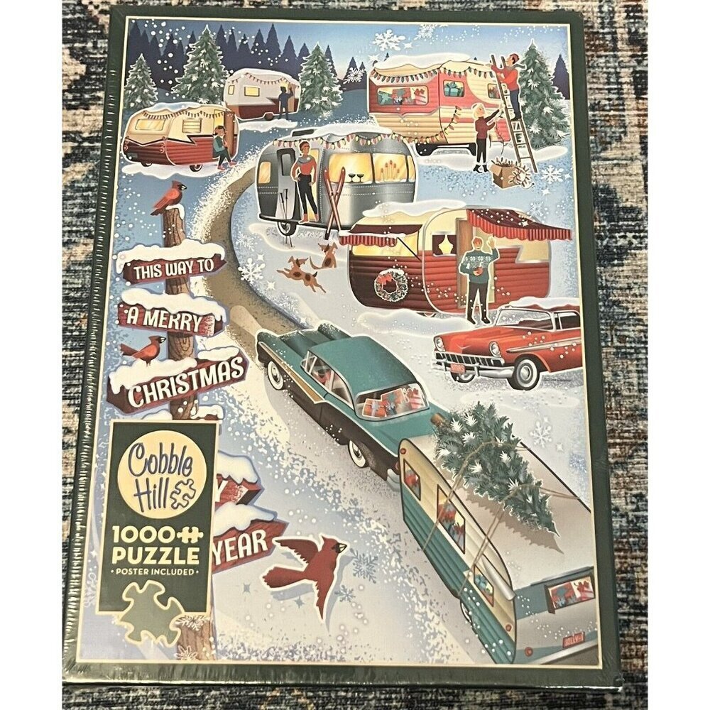 NEW Cobble Hill |‎ Christmas Campers 1000 Piece Jigsaw Puzzle By Diane Dempsey